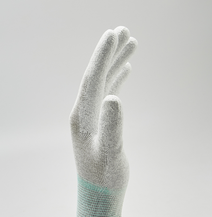 ESD PU Coated Nylon/Carbon Gloves; Fingertips/Palm coated