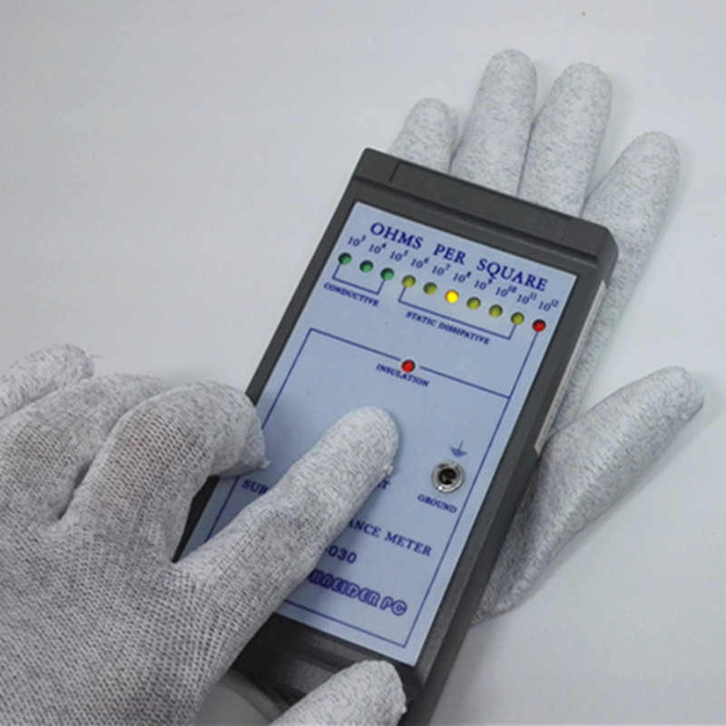 ESD PU Coated Nylon/Carbon Gloves; Fingertips/Palm coated