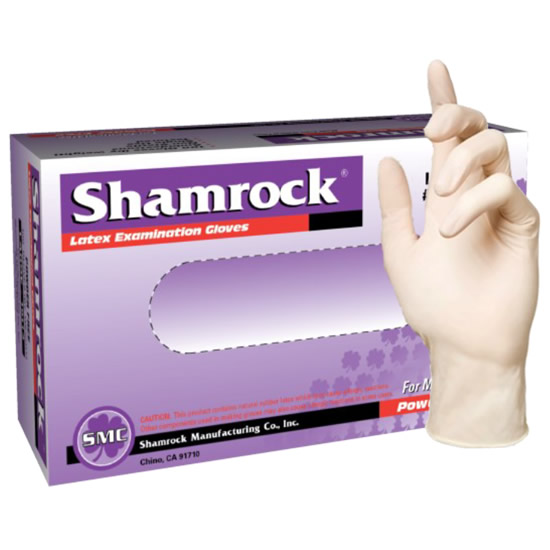 Shamrock Powder-Free Exam Latex Gloves, 4.5mil
