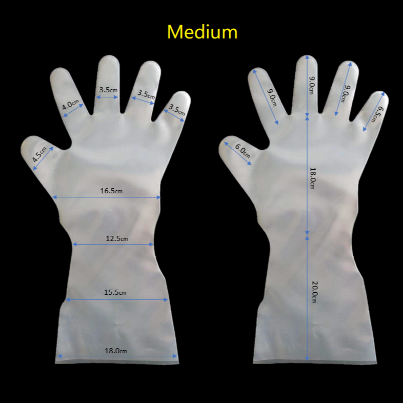 KM Virgin PE Gloves, Elbow Length (ISO Class 3+); Solar Cell