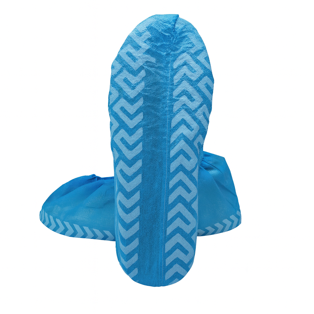 Disposable Non-woven Shoe Covers, Blue/Black/White
