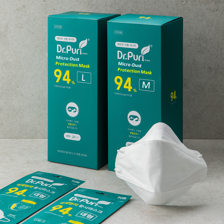 Dr. Puri KF94 Micro-dust Protection Premium Mask (White/Black, S, M, L)