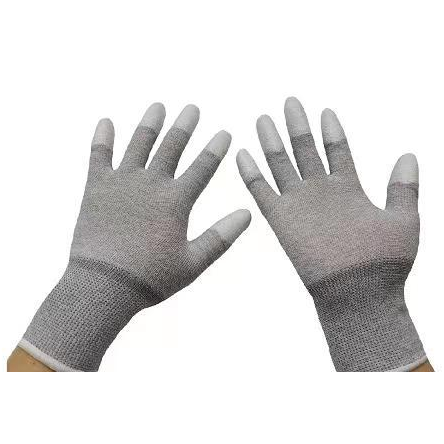 ESD PU Coated Nylon/Carbon Gloves; Fingertips/Palm coated