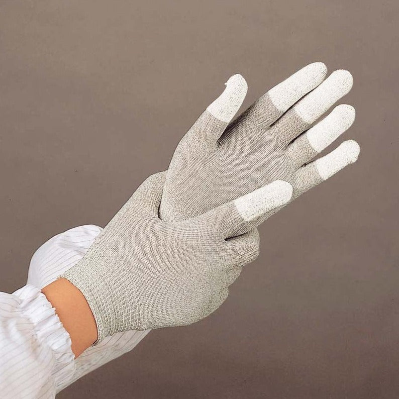 ESD PU Coated Nylon/Copper Gloves; Fingertips/Palm coated