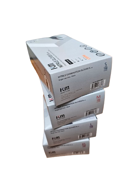KM Nitrile Exam Gloves 5.5 Mil, Fingertips Textured; Black