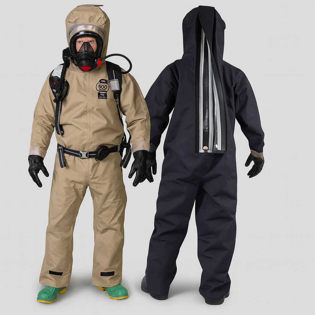 [Kappler] DuraChem® 500, NFPA 1990 (1994) Class 1 and Class 2 CBRN/Hazmat Protection , SM/MD~4XL, Khaki/Navy,